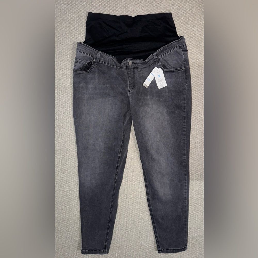 Time and Tru size XXL Women's gray black Maternity Skinny Jeans NWT - Picture 1 of 4